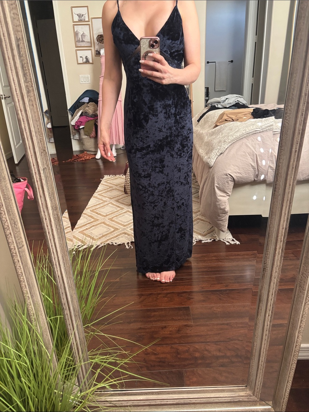 Free People Crushed Twilight Velvet Maxi Slip Dress